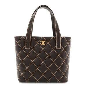 Chanel Calfskin Wild Stitch Tote Brown #257944C14B